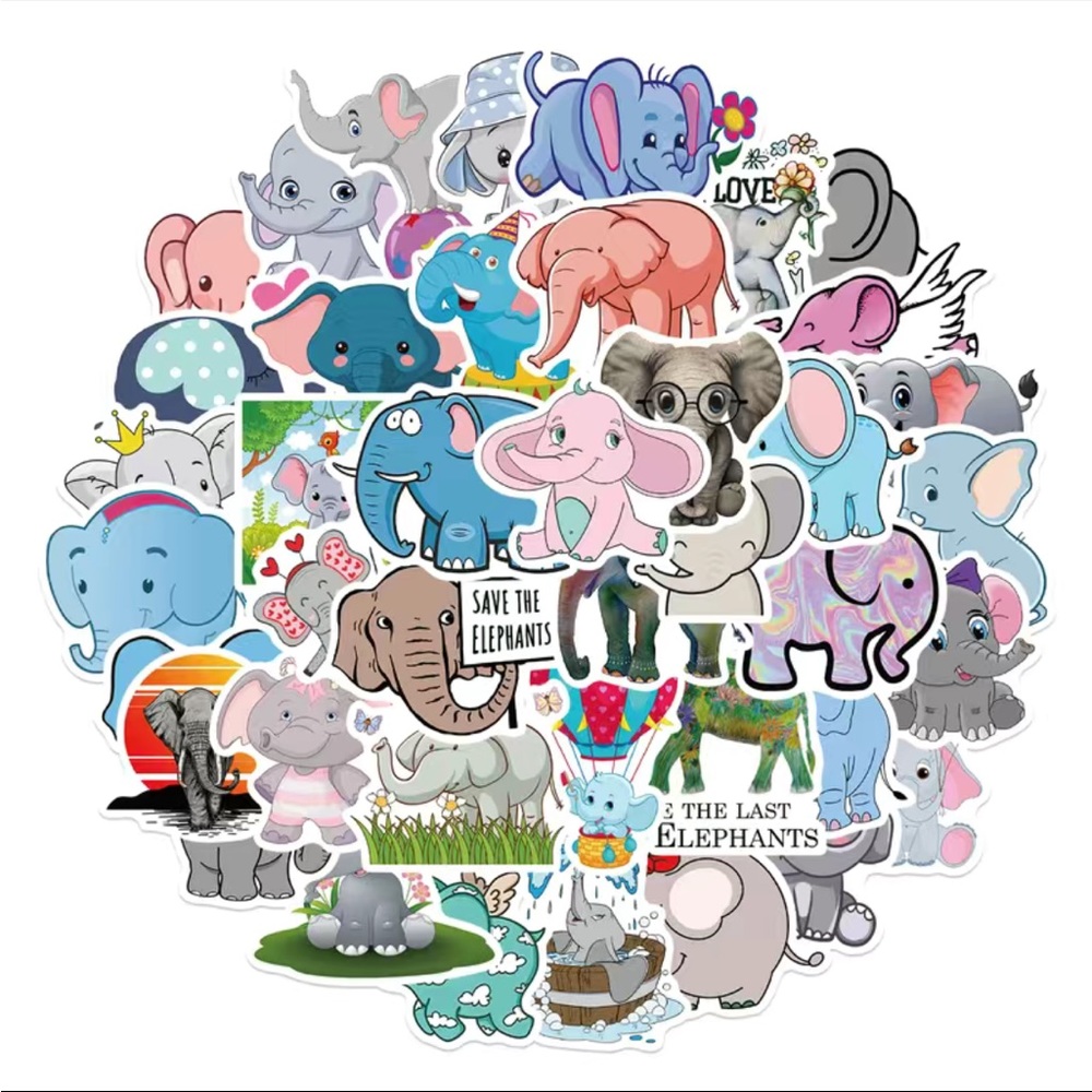 NWT 50 Piece Adorable Elephant Stickers